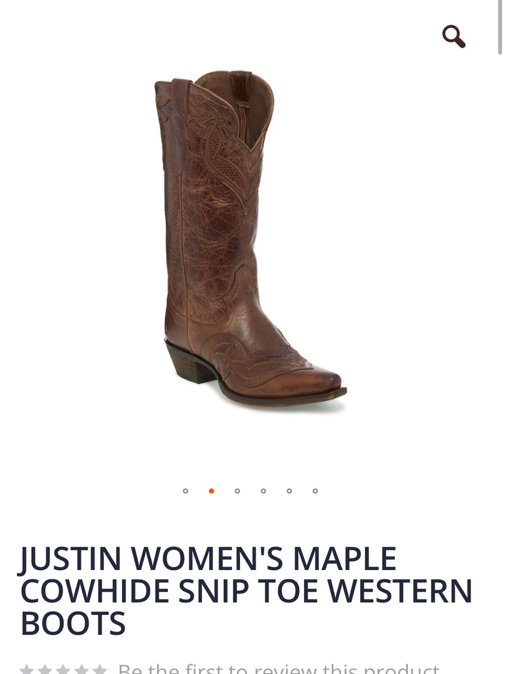 Justin Women's Maple Cowhide Snip Toe Western Boots